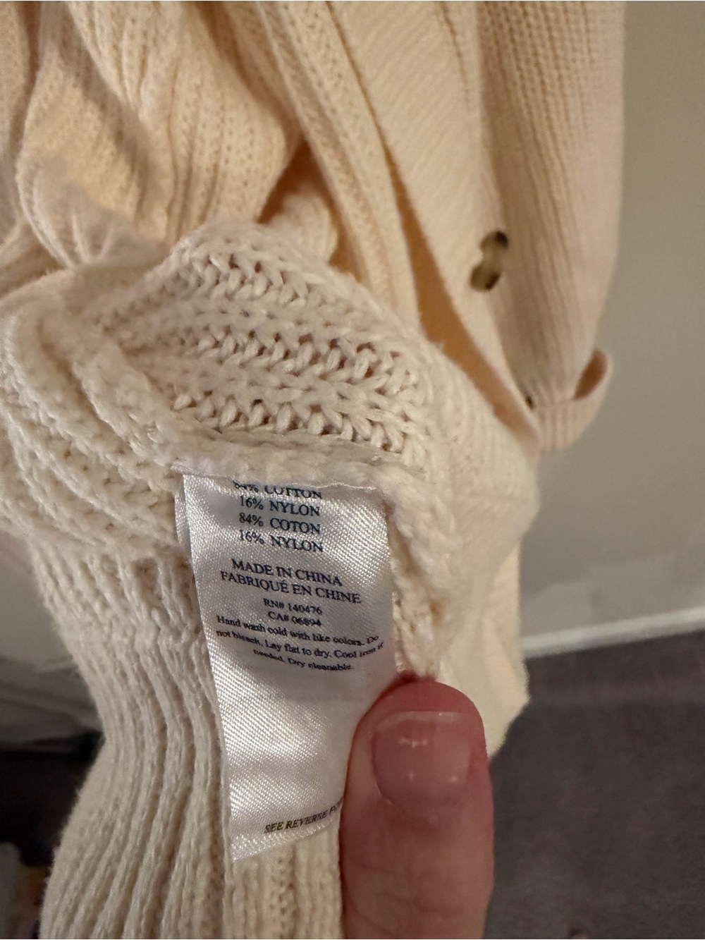 Faherty Cream Ribbed Knit Sweater - Picture 5 of 6